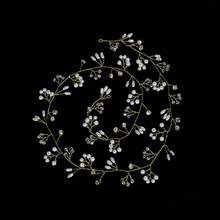 1pc 50cm/19.68in Silver Handmade Braided Pearl & Crystal Headband, Suitable For Wedding Dress, Bridesmaid, Prom, Graduation - White - View 9