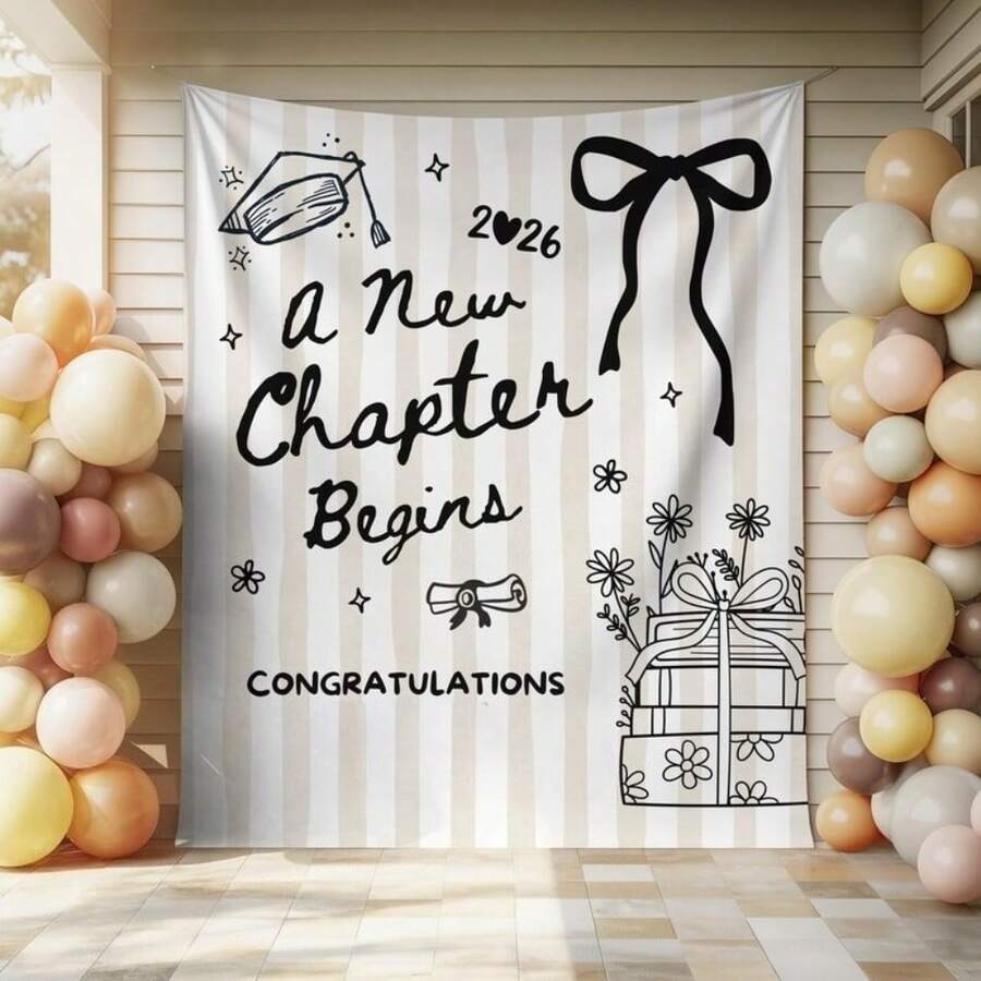 Next Chapter Graduation Banner, 2026 Graduation Backdrop, Graduation Party Decorations, Class Of 2026 Sign, Graduation Party Welcome, Can Be Used As Wall Hanging, Home Decor, Room Decor, Graduation Party Decor, Photography Background Indoor Tablecloth Decor - 查看 1