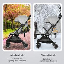 Lightweight Compact Travel Stroller, Baby Pushchair With Adjustable Seat, Rain Cover, Mosquito Net, One-Hand Fold, 5-Point Harness, Light Grey - Light Grey - View 9