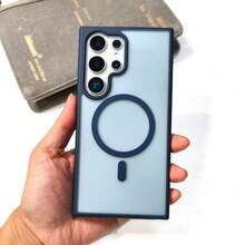 Funda protectora de carga inalámbrica magnética para Galaxy A07 A17 S25 FE S24 S23 S22 S21 Ultra Plus A16 A56 A36 A55 A35, cubierta trasera dura transparente antideslizante mate - Azul - Ver 10