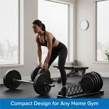 RAVIAN Heavy-Duty Weight Plate & Barbell Rack, Steel Multi-Plate Storage Stand With Bar Slots, Space-Saving Gym Organizer For Home & Garage Gym - A - View 6