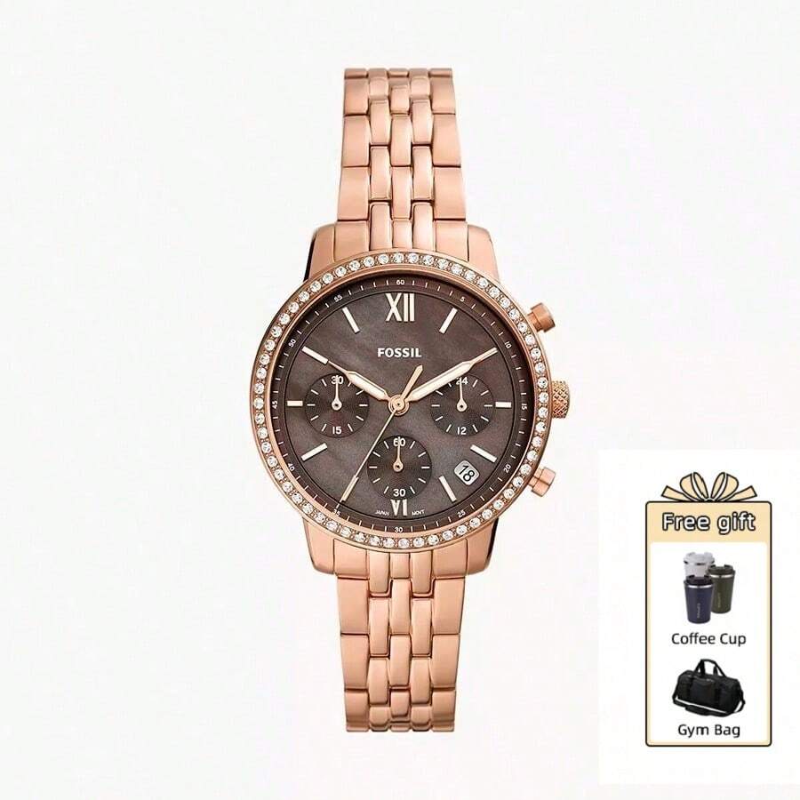 Fossil Unisex Three-Eye Chronograph Stainless Steel Calendar Watch For Women - Pink - View 1