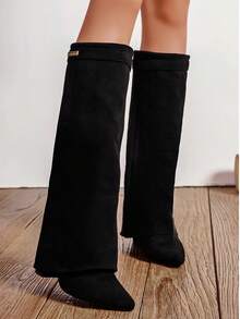 Folded Over The Boot With A Strap And Ornament Holiday Vacay Vibe For And Summer Shoes Spring Shoes Spring Break Easter - Black 2 - View 5