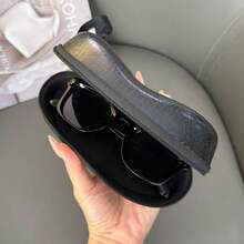 Portable Leather Fashion Glasses Case With Soft Interior, Slim Lightweight Travel Eyewear Protector Bag, Durable Eyeglasses Storage Organizer For Oversized Fashion Glasses, Fashion Luxury Gift Box For Daily And Travel Use - Multicolor - View 5