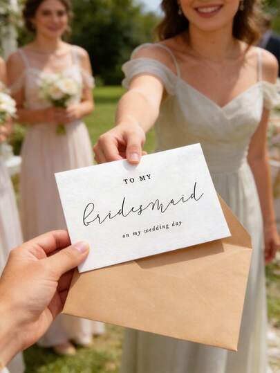 1pc Elegant Bridesmaid/Matron Of Honor Wedding Greeting Card, Heartfelt Wishes, With Envelope, Suitable For Spring, Wedding, Engagement, Valentine's Day, Birthday And Anniversary Celebrations, Great Gift For Friends And Sisters, Wedding Celebration