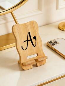 A-Z 可拆卸 DIY 手机支架，创意折叠手机支架，黑色字母图案搭配心形，慵懒桌面伸缩手机支架，适合旅行、桌面、居家、办公、收纳，也是馈赠佳品（情人节、教师节），木纹质感，母亲节礼物 - 彩色 - 查看 3