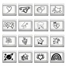 1pc Customizable DIY Modular Italian Style Bracelet, Decorated With Heart, Flower And Sun Elements, Suitable As Party Gift For Friends, Family Or Couples - M294880 M294977 - View 2