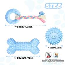 3pcs Random Style Puppy Teething Toys Set Suitable For Small Dogs, Durable TPR & Plush Squeaky Chew Toys Series, Interactive Dental Health Dog Training Toy Kit - Multicolor - View 3
