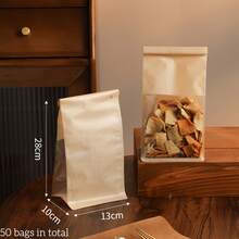 50个带窗口的牛皮纸面包袋 - 可重复密封的自封袋，带金属扎带 - 适用于面包店、吐司、酸面包、贝果、羊角面包 - 棕色纸质烘焙包装、厨房保鲜产品、家居收纳、家居装饰 - 彩色 - 查看 14