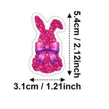 50 PCS Floral Easter Bunny Stickers – Watercolor Pink & Green Vinyl Decals For Laptops, Water Bottles & Journals | Elegant Floral Bunny Designs With Pink Bows For Easter Decor & DIY Crafts | Waterproof Stickers For Planners & Gift-Giving - Multicolor - View 6