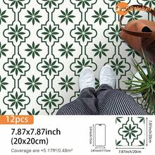 SUPSTICKER 12PCS Moroccan Tile Look Floor Stickers, Peel And Stick Waterproof Removable PVC Decals For Kitchen, Laundry Room, Entryway, 4 Styles - Multicolor - View 18