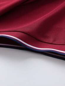 Summer Breathable Fashionable Printed Casual Business Sports Versatile Polo Shirt - Burgundy - View 6