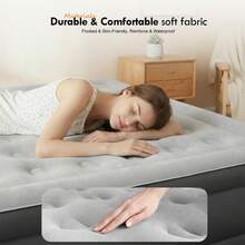 18.5" Air Mattress With Built-In Pump, Inflatable AirBed, Gray Camping - 灰色 - 查看 5
