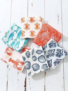 1 pieza Pañuelo de mujer de moda para verano con estampado de cangrejo, camarón y concha marina, protección solar y a prueba de viento, diadema decorativa para mujer para playa/vacaciones, ajuste elástico, adecuado para vacaciones en la playa - Multicolor - Ver 2
