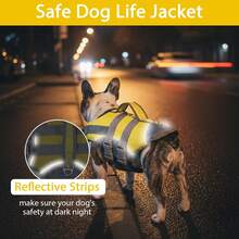 Dog Life Jacket With Reflective Stripes, Adjustable High Visibility Dog Life Vest, Suitable For Swimming And Boating - Yellow - View 3