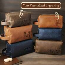 Laser Engraved Leather Travel Kit – Personalized Toiletry Bag Anniversaries, Groomsmen, Or Him Him Travel Bag Men Travel Bag Him Men's Travel Bag Bestmen Groomsmen Men Toiletry Bag Toiletry Bag Him Bestmen Groomsmen Men's Leather Bag Dopp Kit Dopp Kit Him, School Supplies, Teacher Gifts,, Colleague, Dorm Rooms, Teacher, Boys And Girls, Teenagers, High School Senior High School Students, College Students, Students, Chic Autumn, Look Glamour - 彩色 - 查看 2