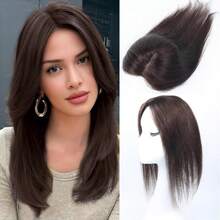 Extensiones de Cabello para Mujer, Cabello , Postizos con Clip, Cabello Humano para Cabello Fino, Postizo Voluminoso para la Parte Superior de la Cabeza Sin Flequillo - Adornos Braun - Ver 6