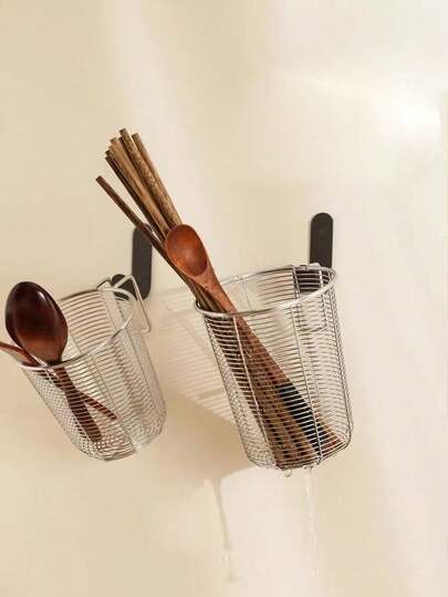 1pc 304 Stainless Steel Chopsticks Holder, Wall-Mounted Chopsticks & Utensils Storage Rack