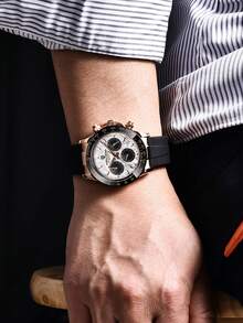 PAGANI DESIGN PAGANIDESIGN PD1664 Classic Chronograph Quartz Men Watch Stainless Steel Panda Dial Waterproof Ceramic Bezel Watch For Men - Meteorite Gold - View 7
