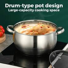 LOVEWE Heavy-Duty Stainless Steel Deep Stock Pot With Lid, Induction Compatible Cookware For Pasta/Soup/Canning – Silver - View 6