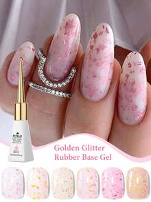 Mtssii 10毫升二合一闪粉橡胶底胶指甲油粉色牛奶金箔亮片底油可卸半永久UV LED自流平美甲油胶美甲用品 - 彩色 - 查看 2