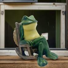 Cute Cartoon Frog Rocking Chair Decor Figurine, Creative Landscape Garden Animal Desktop Decoration, Suitable For Holiday Gifts, Garden Landscaping - Frog - View 2