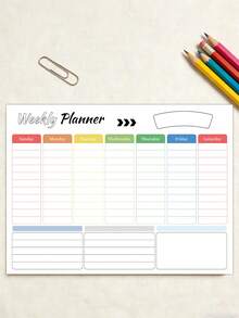 A4 Size Minimalist Weekly Planner Notepad, 24 Pages With Priority Task Organizer, Suitable For Work, Study, Home, Office Supplies - Multicolor - View 6