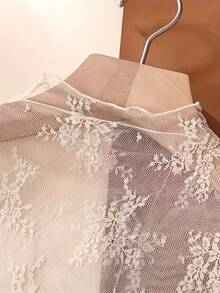 Lace Camisole Elegant T-Shirt, Semi-Transparent Soft Smooth High Elasticity Comfortable Breathable, Suitable For All Year Round Matching Spring Casual - Apricot - View 3