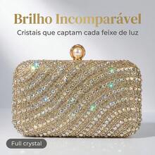 Handbags, Evening Bags, Bags With Rhinestones And Pearls, Removable Chain Shoulder Straps. - Gold - View 5