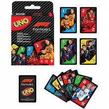 Mattel 美泰UNO F1卡牌游戏，适合儿童、家庭、旅行和户外露营，卡牌印有F1赛车世界图案。 - 彩色 - 查看 3