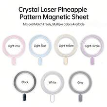 Car Magnetic Wireless Charger Crystal Mesh Magnetic Plate, Laser Pineapple Pattern Phone Magnetic Ring - Multicolor - View 9