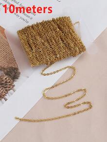 Rantai Salib Datar Emas Stainless Steel 2m/10m dengan Cincin O untuk Pembuatan Perhiasan DIY, Gelang, dan Aksesoris Kalung - N0114 - View 13