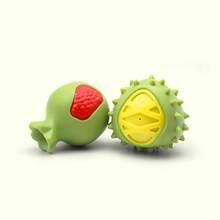 A Dog-Shaped Toy In The Form Of A Pomegranate And Durian, It Is Can Be Chewed On. The Material Is And . It Can Make Sounds And Squeak. It Is A Toy For Pets To Enjoy Alone, A Toy For Relieving Boredom By Chewing, A Teething Toy, An Interactive Toy, A Companion Toy, A Gift For Dogs, A Dog Companion Toy, A Dog Training Toy. - Multicolor - View 14