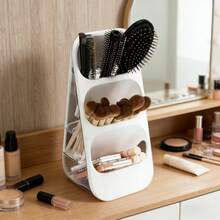 Large Capacity Cosmetic Storage Box - Desktop Organizer, Suitable For Bathroom, Bedroom, Office Desk, Vanity. Can Easily Store Skincare, Makeup Brushes, Eyebrow Pencils, Lipsticks, Etc. Designed With Layered Structure. - Multicolor - View 8