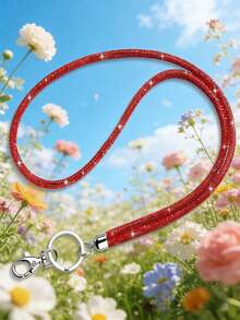 1pc Multicolor Rhinestone Crystal Lanyard - Nylon Strap With Metal Clasp, Elegant Shiny ID And Phone Keychain, Suitable For Office, Teacher, Student (7 Colors: Mixed/Gray/Pink//Blue/Black) - Multicolor - View 21