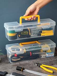 Multi-Functional Metal Tool Box, Tool And Parts Storage Box, Multi-Compartment Portable Transparent Tool Storage Box, Household Screwdriver Wrench Hardware Accessories Storage Box, Toy Storage Box, Portable Divided Storage Box - Multicolor - View 4