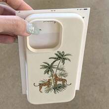 1pc TPU Material Pink Striped & 5 Palm Tree Pattern Phone Case Compatible With IPhone 17 Pro Max/17/16 Pro Max/15/13/12/11, S20 FE/A15/S24/A55, Note 11/12/13 Pro, Full Coverage Anti-Drop Soft Protective Cover - White-5 - View 3