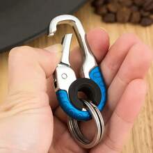 1-Piece Heavy-Duty Stainless Steel Keychain Hook - Double-Ring Carabiner With Safety Locking Mechanism, Compatible With Keys/Cables/Luggage - Suitable For Outdoor Activities And Daily Use - Durable Key Storage Accessory - Black - View 10