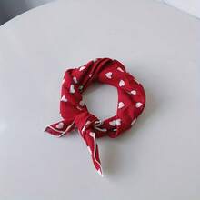 1pc Of Sweet Red Heart Scarf For Women, A Hairband To Secure Hair, Elegant Neck Scarf Shawl - Multicolor - View 5