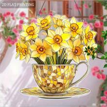 2D Flat Acrylic Airplane Decor, Narcissus Flower, Decorative Sculpture And Ornament, Spring Decoration, Outdoor Garden Decor, Home Decor, Window Decor, Perfect Holiday Gift For Family And Friends - A - View 7
