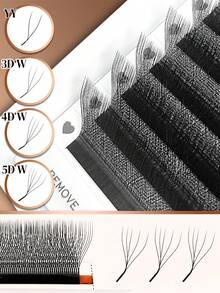CoMango 12 Pairs L-Curl 3D 4D 5D Pre-Fanned Lash Extension Set, W-Curl 0.07mm Faux Mink Natural Soft Flared Curly Thick Lashes - L - View 7