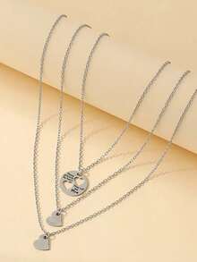 Mother's Day Special Heart Pendant Necklace Set For Mom & Daughters Sentimental Family Jewelry - A - View 2