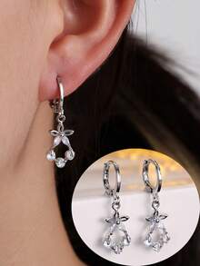 一对奢华优雅时尚百搭超闪亮花瓣镶嵌合成锆石球形耳环，独特设计，适合女性日常佩戴 - 耳環 - 查看 11