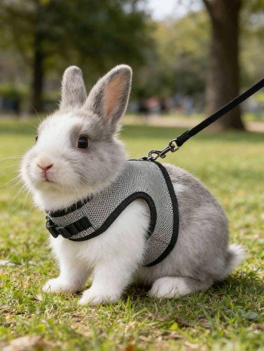 1pc Multicolor Rabbit Harness With Leash, Adjustable Rabbit Chest Strap, Cute Pet Collar And Leash Set For Small Animals Like Rabbit, Ferret, Lizard, Guinea Pig, Hamster