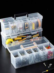 Multi-Functional Metal Tool Box, Tool And Parts Storage Box, Multi-Compartment Portable Transparent Tool Storage Box, Household Screwdriver Wrench Hardware Accessories Storage Box, Toy Storage Box, Portable Divided Storage Box - Multicolor - View 5