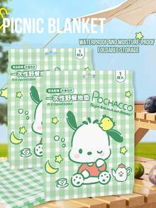 三件装三丽鸥一次性野餐垫，Hello Kitty、Pochacco、Cinnamoroll图案，150x200厘米大尺寸，防水、防潮、防沙、防草渍，易于清洁，无纺布材质，便携可折叠轻便，卫生一次性使用，防漏耐用，不粘草，隔离保护，是野餐、露营、海滩、公园、通勤、居家及其他户外活动的理想之选，三丽鸥粉丝的完美礼物，可爱卡通设计，日系卡哇伊图案，正版三丽鸥商品，时尚户外配件 - 多色 - 查看 9