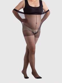 3 paires de collants de maternité élégants grande taille, collants, gaine pour les jambes, fins pour le printemps et l'automne, disponibles en noir, abricot, café, avec une taille extensible supplémentaire convenant aux femmes enceintes, jusqu'à 198 lbs - Multicolore - Voir 14