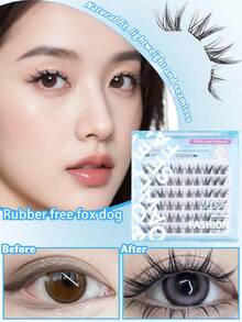 60pcs Self-Adhesive False Eyelash Clusters, Mixed Length Fluffy Set, No Glue Needed, Fluffy Individual False Lashes, Self-Adhesive DIY Eyelash Extension, Pre-Glued Lash Clusters, Natural Lengthening C-Curl Lash Clusters, No Glue Or Makeup Remover Needed, False Eyelashes, Lash Clusters, Individual False Lashes, Eyelashes, False Lashes - C - View 4
