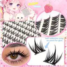 LIMEIKAI 100 Clusters Of Self-Adhesive Eyelashes, Curled And Slender Dog Style, 12mm Naturally Thickened Thin Strip Eyelashes, Self-Extending And Magnifying Double Eyes - View 10