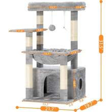 Cat Tree, Kitten Tower With Large Soft Cat Basket, Cat Condo With Spacious Cat Bed Cave With Hidden Space, Sisal-Covered Scratching Posts, Dangling Ball For Indoor Cats, Light Gray HCT008SW - Xám nhạt - Xem 7